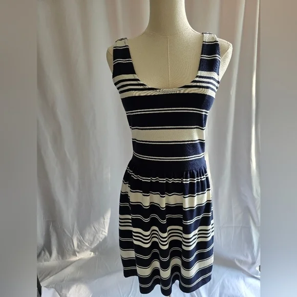 J Crew NWT Dress Black and White Stripe Sleeveless Button Back Mini XS - Picture 1 of 10